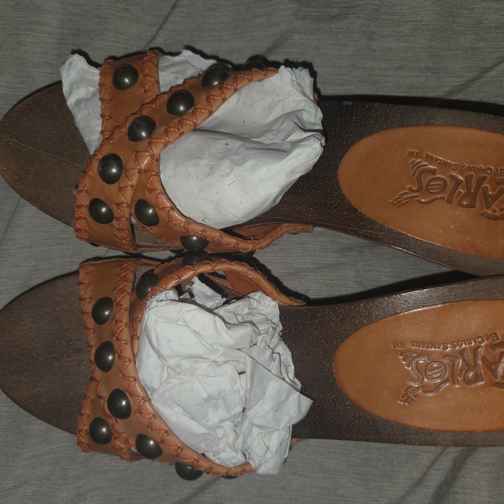Carlos by Carlos Santana Brown and Orange Studded Sandals